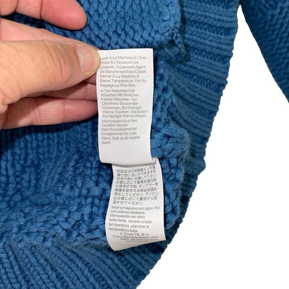 J Crew Mens Sweater Size Medium Blue Nautical Anchor Cowichan Full Zip Pockets - Picture 6 of 8
